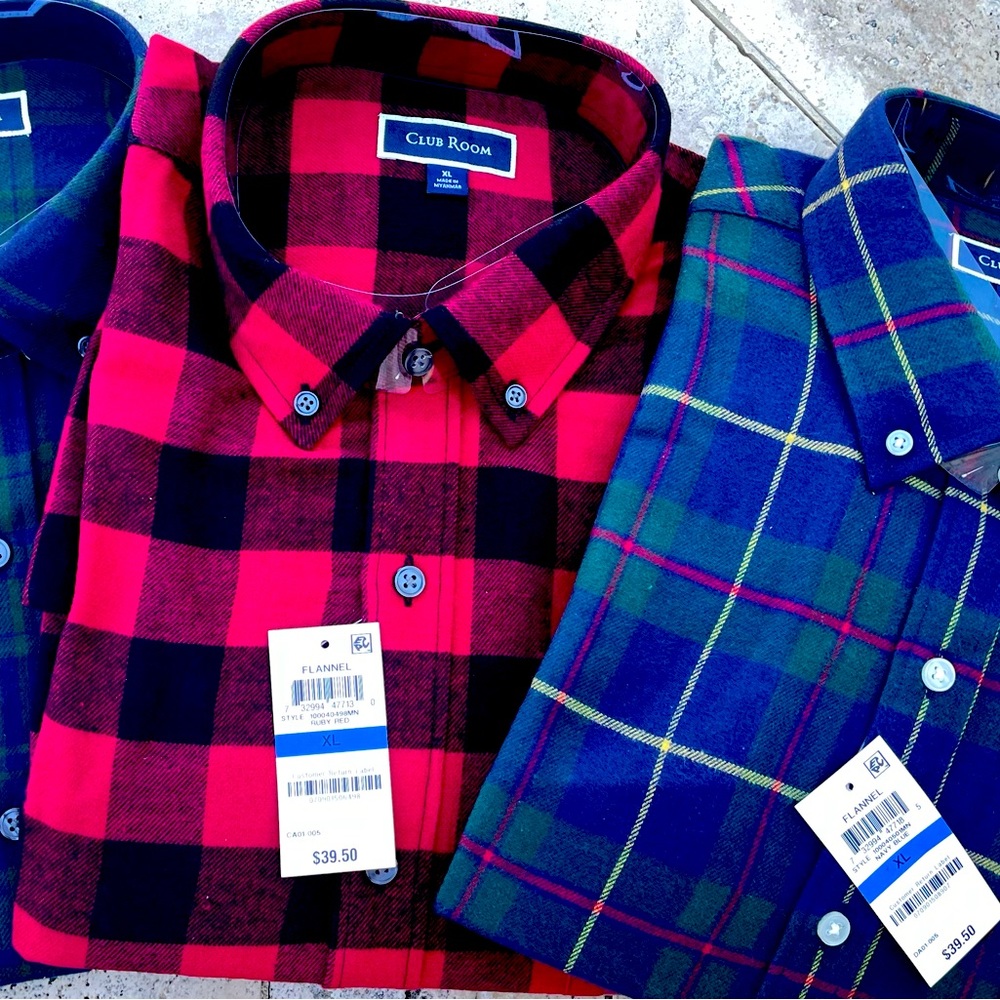 Mens long sleeve flannel button down shirts. NWT